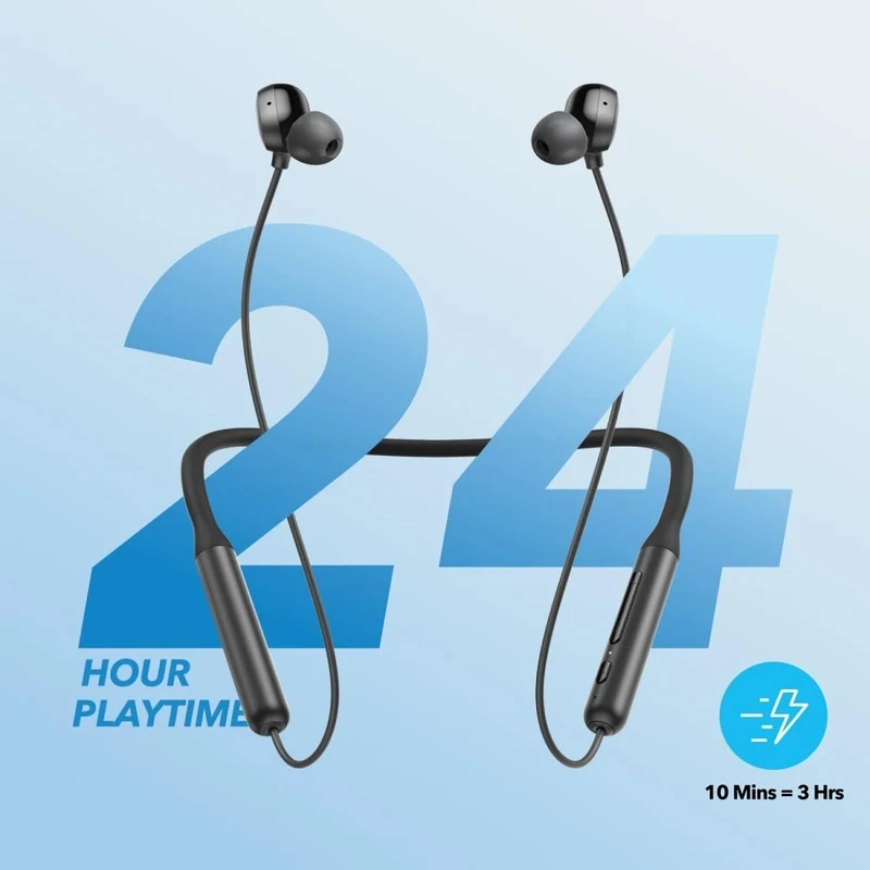 هدفون بلوتوثی گردنی انکر مدل SoundCore Life U2i بدون قابلیت نویز کنسلینگ، درگاه شارژ USB Type-C، مقاوم در برابر رطوبت و عرق
